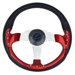 Рулевое колесо161-А12 алюм+полиуретан с красными вставками, диаметр 320 мм