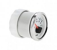 Вольтметр аналоговый 18-32 В, белый циферблат, нержавеющий ободок, д. 52 мм