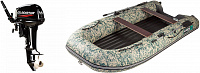 Лодка надувная Gladiator E 350 S CAMO+ Лодочный мотор Gladiator G9,9FHS