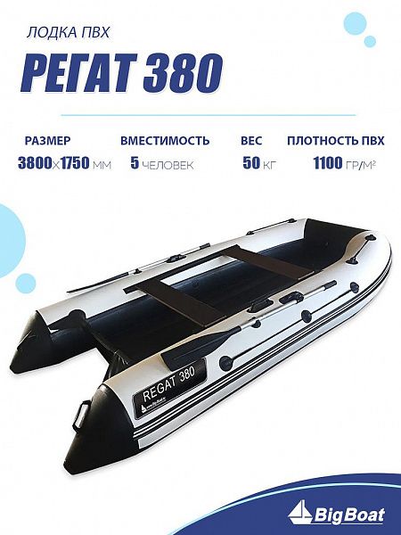 Лодка надувная Big Boat Regat (Регат) 380 Lux синий/серый