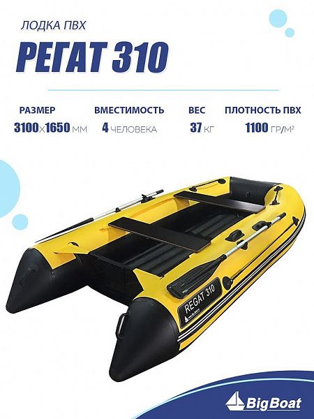 Лодка надувная Big Boat Regat (Регат) 310 желтый/черный