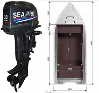 Алюминиевая лодка FreeStyle 390 long+ Лодочный мотор Sea-Pro T 30 S