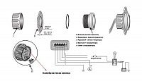 Тахометр 0-6000 об/мин со счетчиком моточасов делитель 0.5-250, черный циферблат, нержавеющий ободок