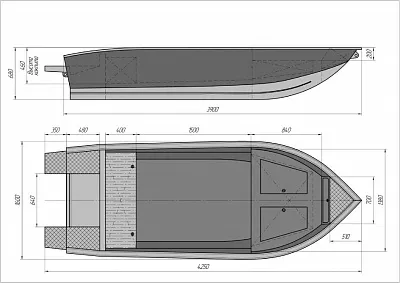 Алюминиевая лодка Триера 390 Румпель Старт №1121